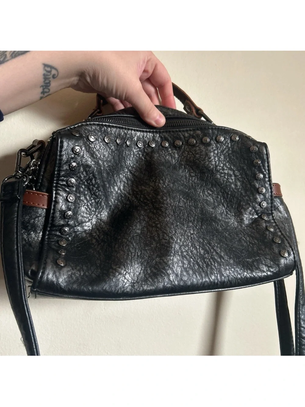 Hayden Harnett Studded Black And Brown Purse